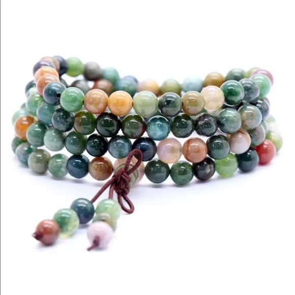 Mixed genuine Indian agate Mala necklace/bracelet - Picture 2 of 11